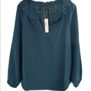 JCREW Women’s Drapey Ruffleneck Top in 365 Crepe.  New with tags.  Size XS.